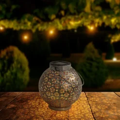 Näve Solcellelamper > LED-solcellelampe 52854, sølv, metal, 20 cm, IP44, 2 stk
