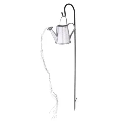 Dekorationsbelysning ^ Globo LED-solcellelampe 33652, sølv, vandkande, jordspyd, metal