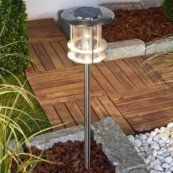 Lindby Solcellelamper|Sokkellamper > LED-solcellelampe Sumaya, stål, 65 cm høj, jordspyd