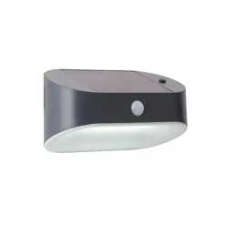 Solcelle Lampe Med Sensor|Væglampe Med Sensor ^ Searchlight LED-solcellelampe til væg 67421BK-PIR, bevægelsessensor