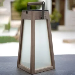 Les Jardins Dekorationsbelysning|Solcelle Lampe Med Sensor > LED-solcellelygte Tecka, teaktræ Duratec grå 39 cm