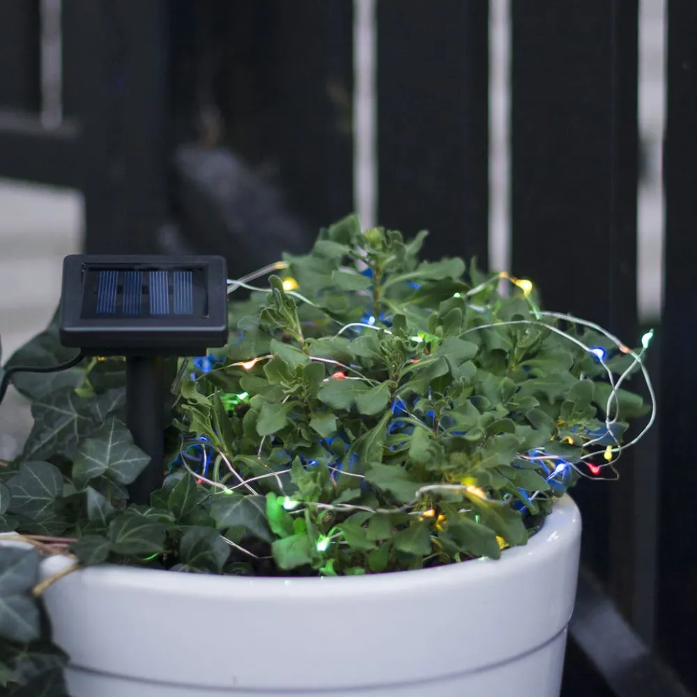 Dekorationsbelysning|Solcellelamper ^ STAR TRADING LED-solcellelyskæde Dew Drop, flerfarvet