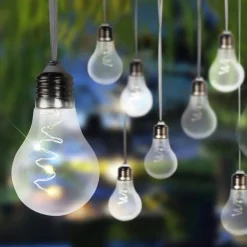 Dekorationsbelysning|Solcellelamper ^ Globo LED-solcelle-lyskæde 33708-10 i metallisk sølv