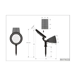 Solcellelamper|Udendørs Spot ^ Reality Leuchten LED-solspotlight Festival, sort mat, RGB, sensor