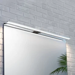 Væg- Og Spejllamper ^ MCJ LED-spejlbelysning Triga IP44, krom, 80 cm, 3.000K