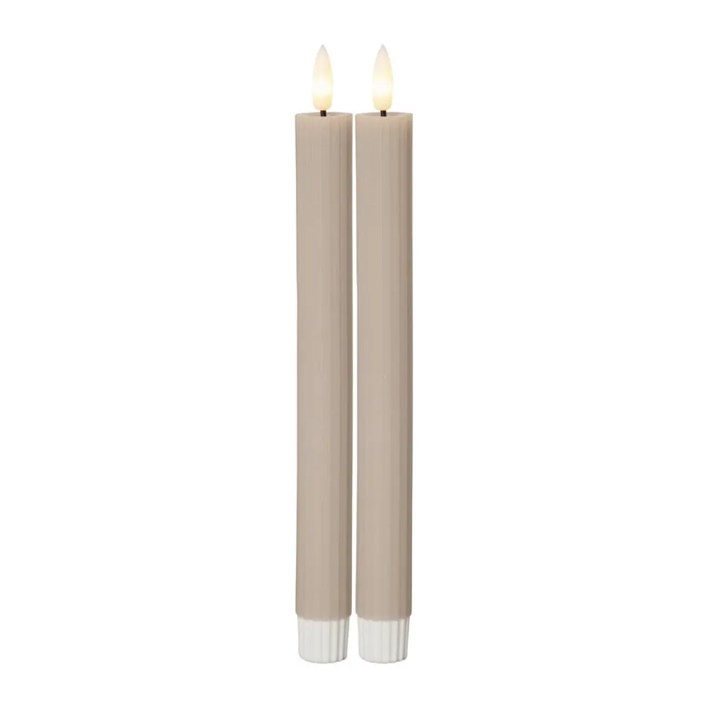 Dekorationsbelysning|Vinduesdekoration ^ STAR TRADING LED-stage Flamme Stripe, beige, 25 cm voksbatteri sæt med 2 stk