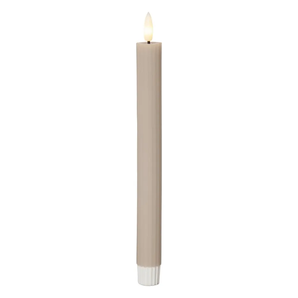 Dekorationsbelysning|Vinduesdekoration ^ STAR TRADING LED-stage Flamme Stripe, beige, 25 cm voksbatteri sæt med 2 stk
