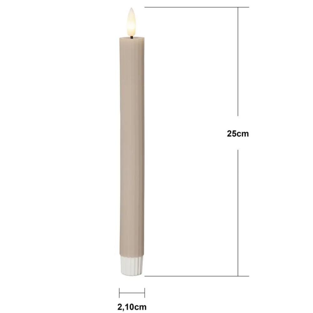 Dekorationsbelysning|Vinduesdekoration ^ STAR TRADING LED-stage Flamme Stripe, beige, 25 cm voksbatteri sæt med 2 stk