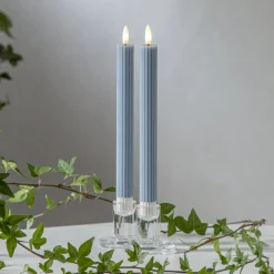 Dekorationsbelysning|Julepynt ^ STAR TRADING LED-stage Flamme Stripe, blå, 25 cm, voksbatteri sæt med 2 stk