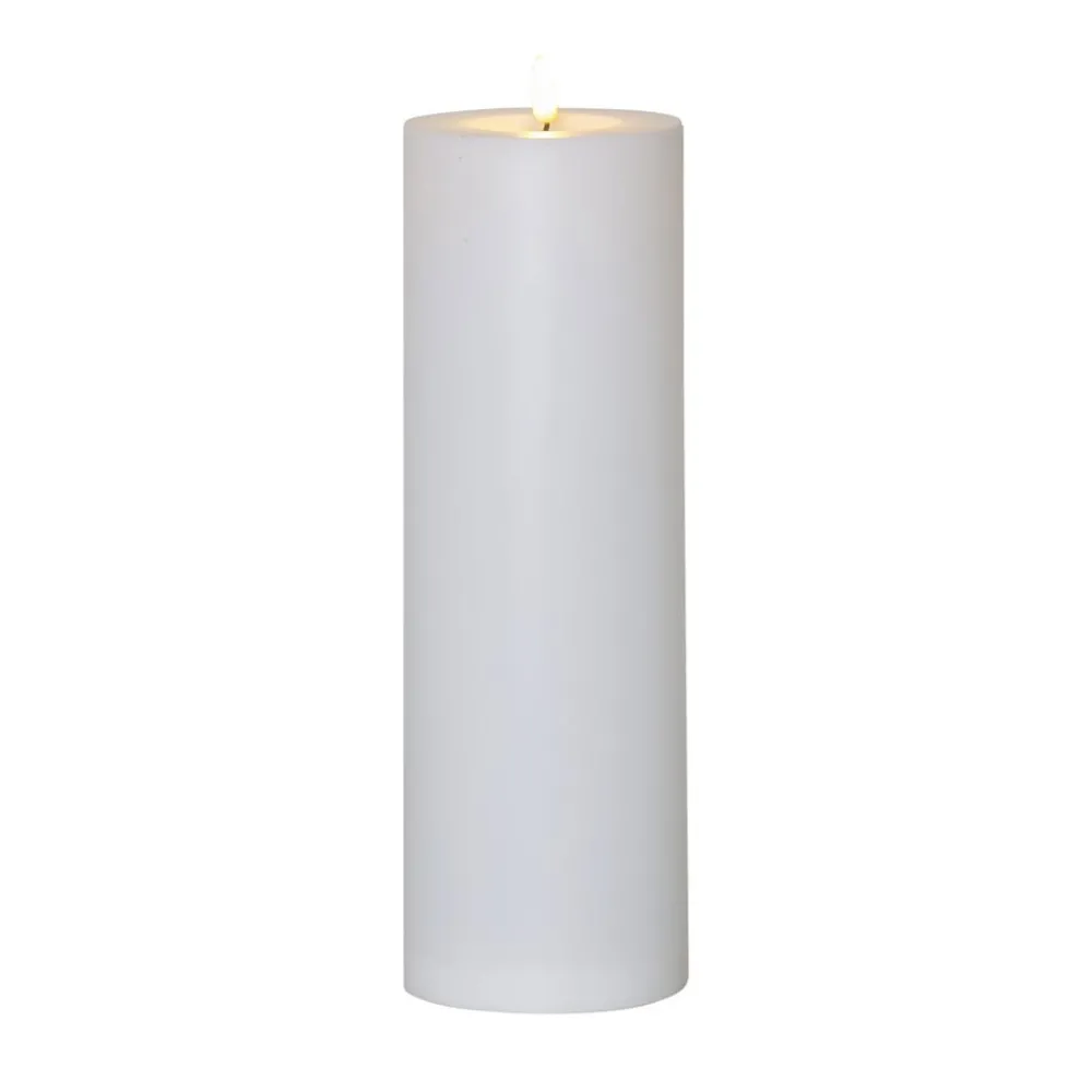 Julepynt|Vinduesdekoration ^ STAR TRADING LED stearinlys Flamme Rak 32,5 cm hvid plast batteridrevet