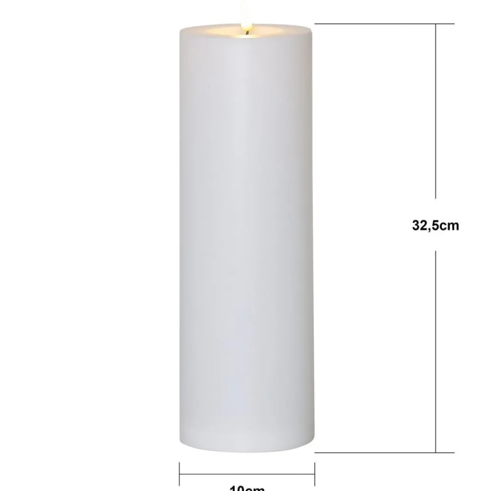 Julepynt|Vinduesdekoration ^ STAR TRADING LED stearinlys Flamme Rak 32,5 cm hvid plast batteridrevet