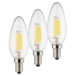 Filament Pære ^ Müller-Licht LED stearinlyspære E14 4W 2.700K Filament sæt med 3 stk