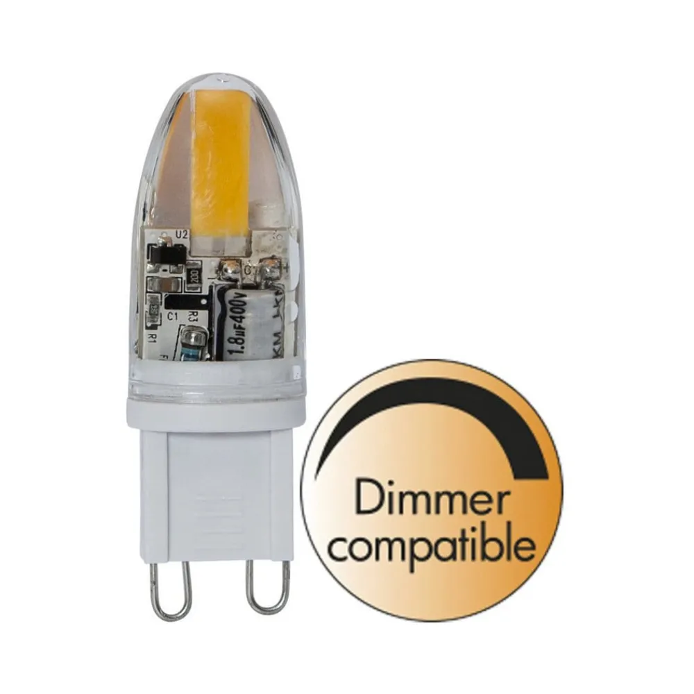 Led Pærer ^ STAR TRADING LED-stiftsokkelpære, G9, 1,8 W, klar, 2.800 K, dæmpbar, 200 lm