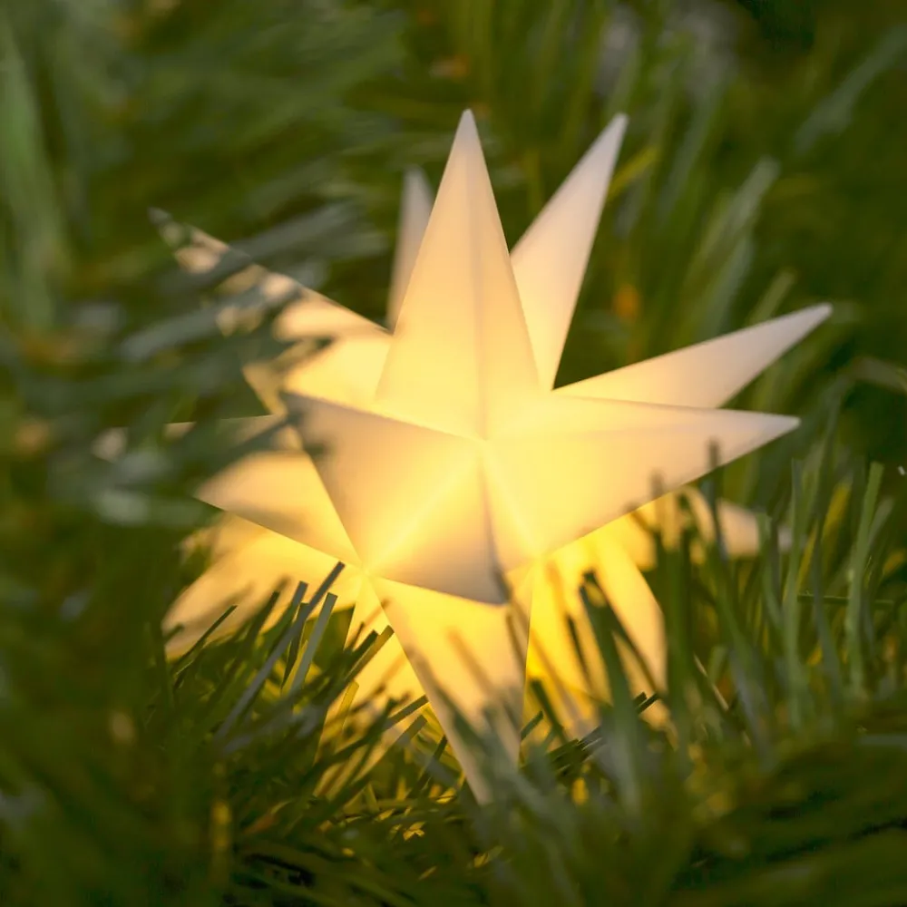 Dekorationsbelysning|Julepynt ^ STERNTALER LED-stjerne, inde, 18-takket Ø 12 cm hvid batteri