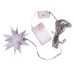 Dekorationsbelysning|Julepynt ^ STERNTALER LED-stjerne, inde, 18-takket Ø 12 cm hvid batteri