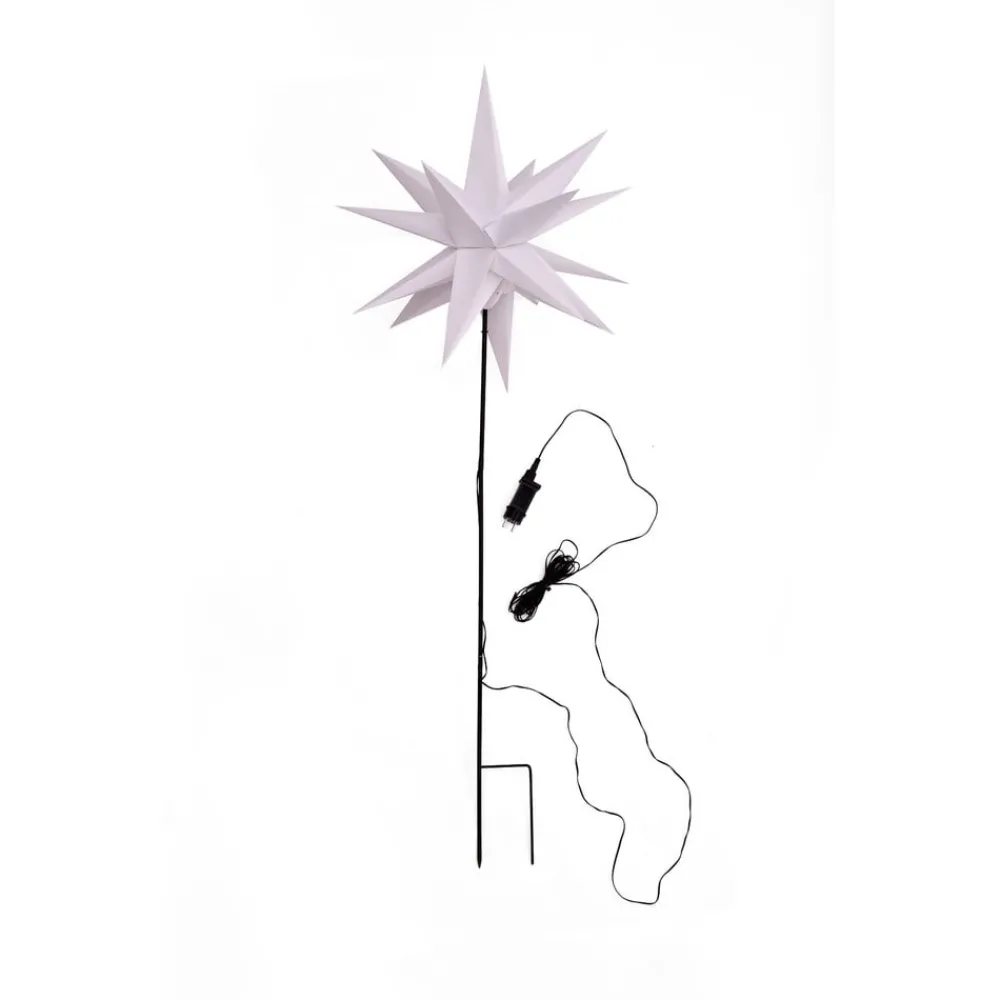 Dekorationsbelysning|Julepynt ^ STERNTALER LED-stjerne, ude, med jordspyd, Ø 55 cm, hvid