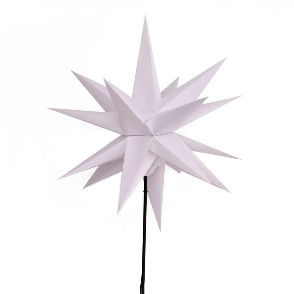 Dekorationsbelysning|Julepynt ^ STERNTALER LED-stjerne, ude, med jordspyd, Ø 55 cm, hvid