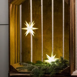 STERNTALER Julepynt|Julestjerner > LED-stjerne, ude, 18-takket Ø 12 cm, batteri, hvid