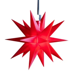 STERNTALER Julepynt|Julestjerner > LED-stjerne, ude, 18-takket, Ø 12 cm, batteri, rød