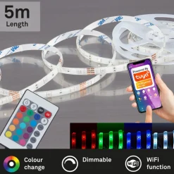 Briloner Led Strips > LED-stripe med RGB, WiFi, 500 cm m. fjernbetjening