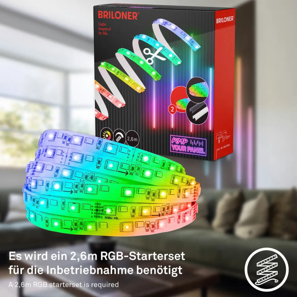 Briloner Dekorationsbelysning|Led Strips > LED-strip Pimp your panel, forlængersæt, RGBW, længde 2,6 m