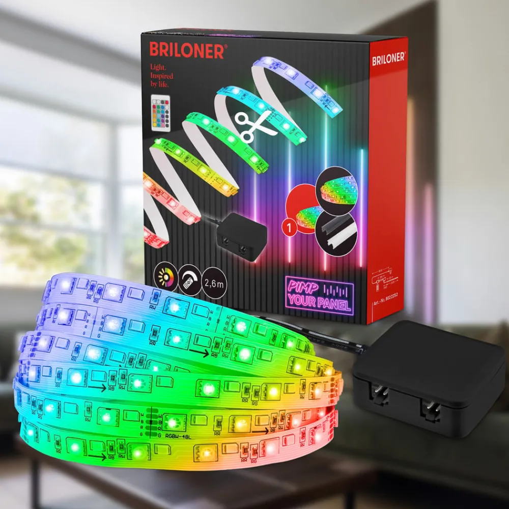 Briloner Dekorationsbelysning > LED-strip Pimp your panel, startsæt, RGBW, længde 2,6 m
