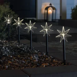 Konstsmide Christmas Julepynt|Julelys Udendørs > LED udendørs dekorationsstjerne, 5-lys, med jordspyd
