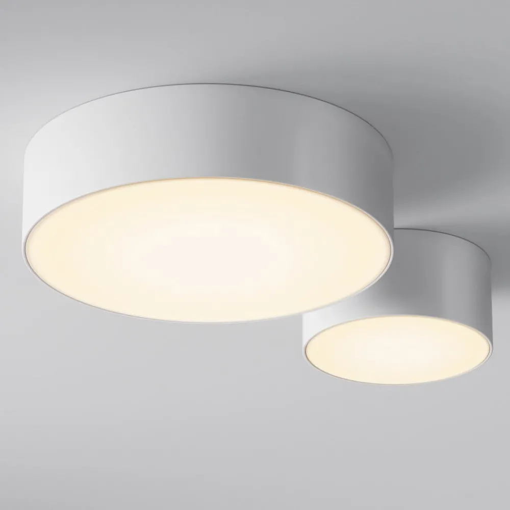 Udendørs Loftlamper ^ Maytoni LED udendørs loftlampe Zon, hvid, Ø 22 cm, 3.000 K, metal