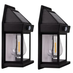 Solcelle Lampe Med Sensor|Væglampe Med Sensor ^ Näve LED-udendørs væglampe Mira, sensor, sort, 2 stk. IP44