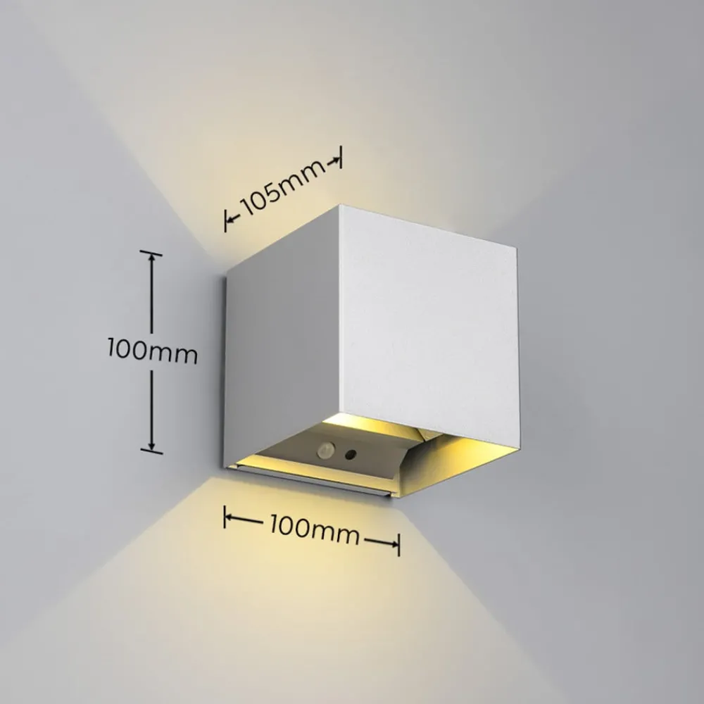 Væglampe Med Sensor ^ Reality Leuchten LED udendørs væglampe Talent, titanium-farvet, bredde 10 cm, sensor