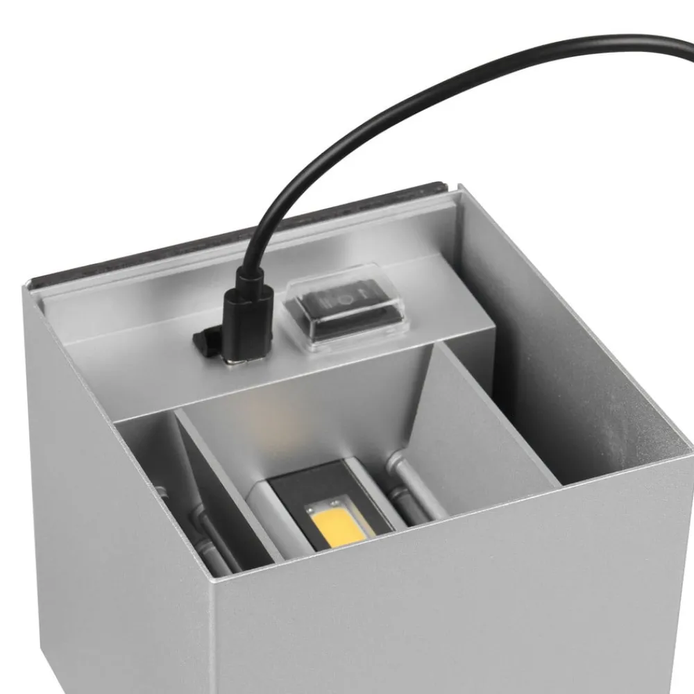Væglampe Med Sensor ^ Reality Leuchten LED udendørs væglampe Talent, titanium-farvet, bredde 10 cm, sensor