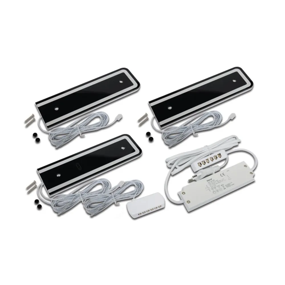 Underskabsbelysning ^ Hera LED-underskabsbelysning U-Pad F, sæt med 2 stk. 4.000K sort Sensor
