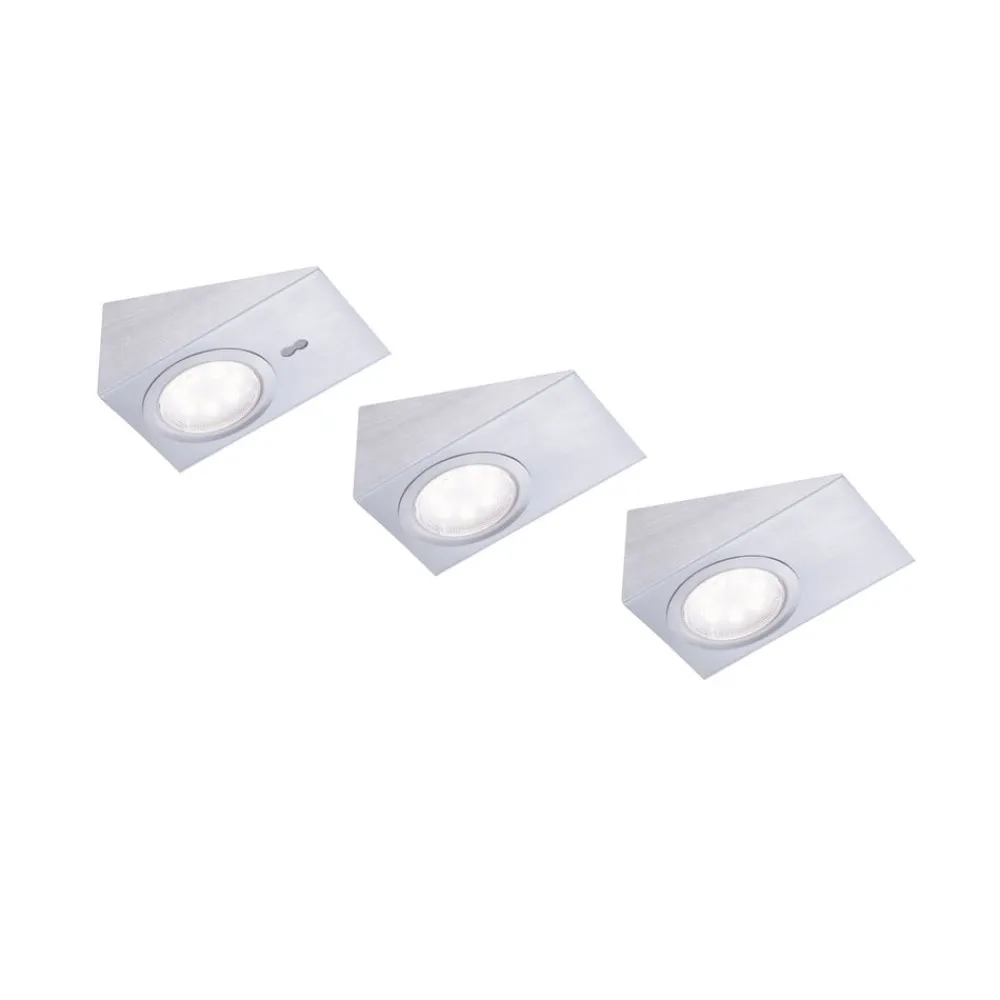 Underskabsbelysning ^ JUST LIGHT. GmbH LED underskabslampe Theo, firkantet, sæt med 3 stk