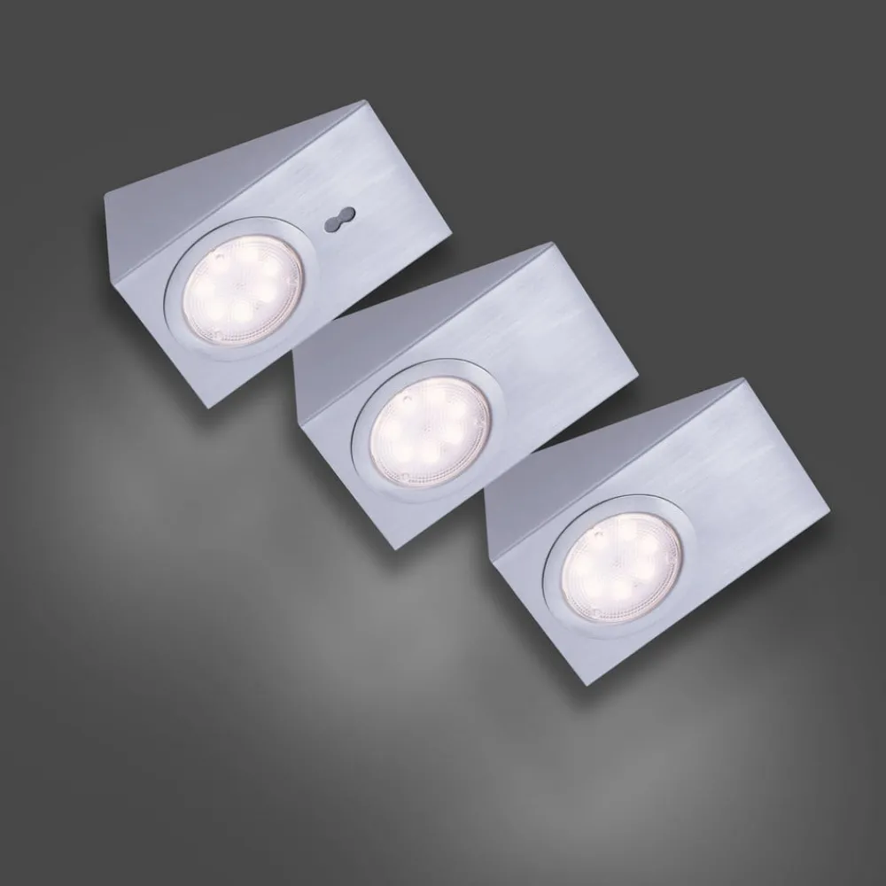 Underskabsbelysning ^ JUST LIGHT. GmbH LED underskabslampe Theo, firkantet, sæt med 3 stk
