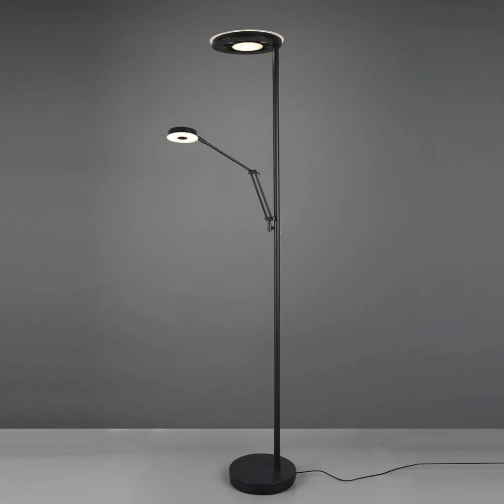 Trio Lighting Gulvlamper > LED-uplight Barrie med læselampe, sort mat