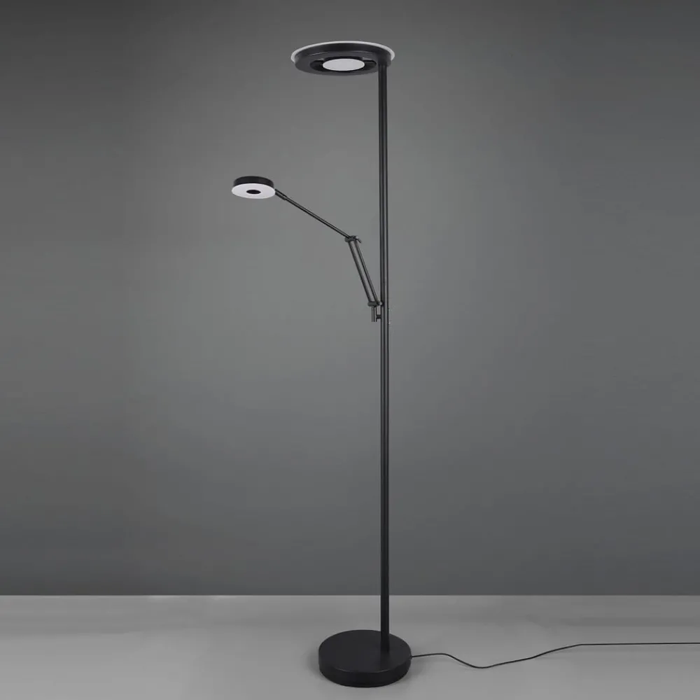 Trio Lighting Gulvlamper > LED-uplight Barrie med læselampe, sort mat