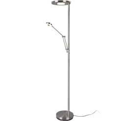 Gulvlamper ^ Trio Lighting LED-uplight Barrie med læselampe, nikkel mat