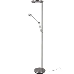 Gulvlamper ^ Trio Lighting LED-uplight Barrie med læselampe, nikkel mat