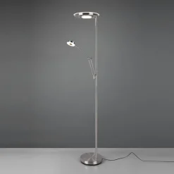 Gulvlamper ^ Trio Lighting LED-uplight Barrie med læselampe, nikkel mat