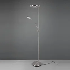 Gulvlamper ^ Trio Lighting LED-uplight Barrie med læselampe, nikkel mat