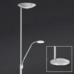 ORION Gulvlamper|Gulvlamper > LED-uplight Cobra med læselampe i nikkel