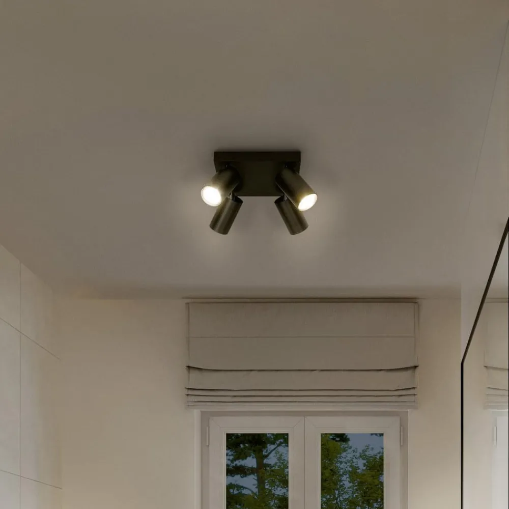 Loftlamper|Spotlights ^ LEDVANCE LED-spot Octagon dæmpbar, 4-lys firkantet sort