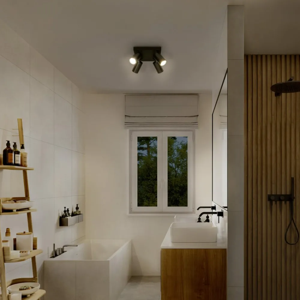 Loftlamper|Spotlights ^ LEDVANCE LED-spot Octagon dæmpbar, 4-lys firkantet sort