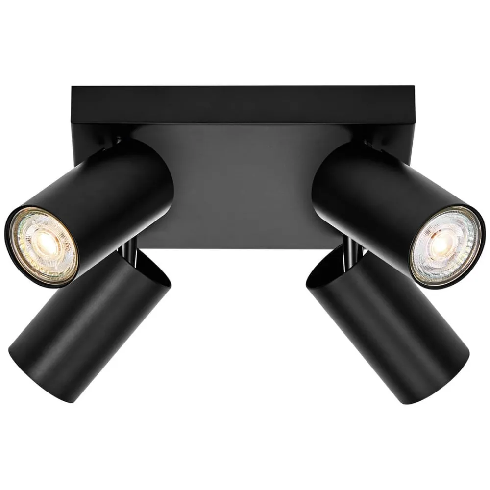 Loftlamper|Spotlights ^ LEDVANCE LED-spot Octagon dæmpbar, 4-lys firkantet sort