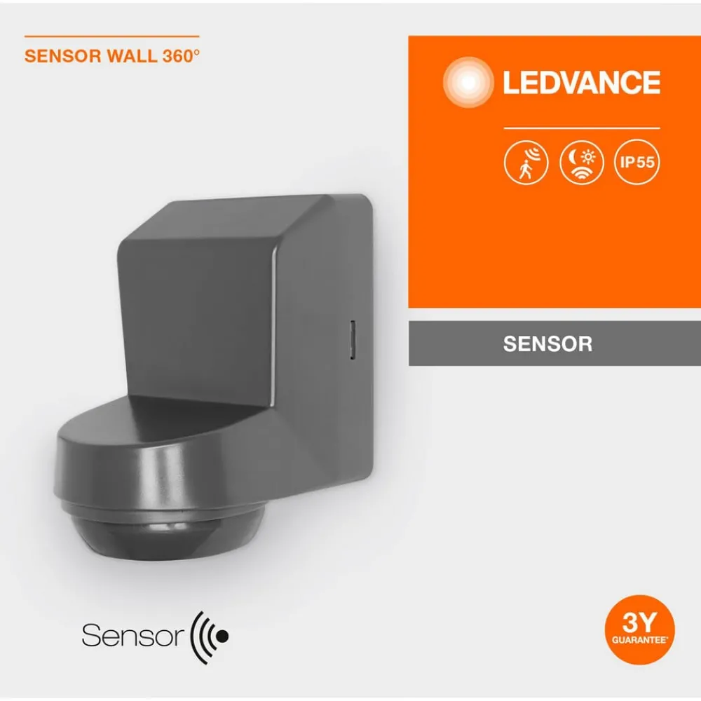LEDVANCE Sensor > Sensor Wall 360DEG IP55, mørkegrå