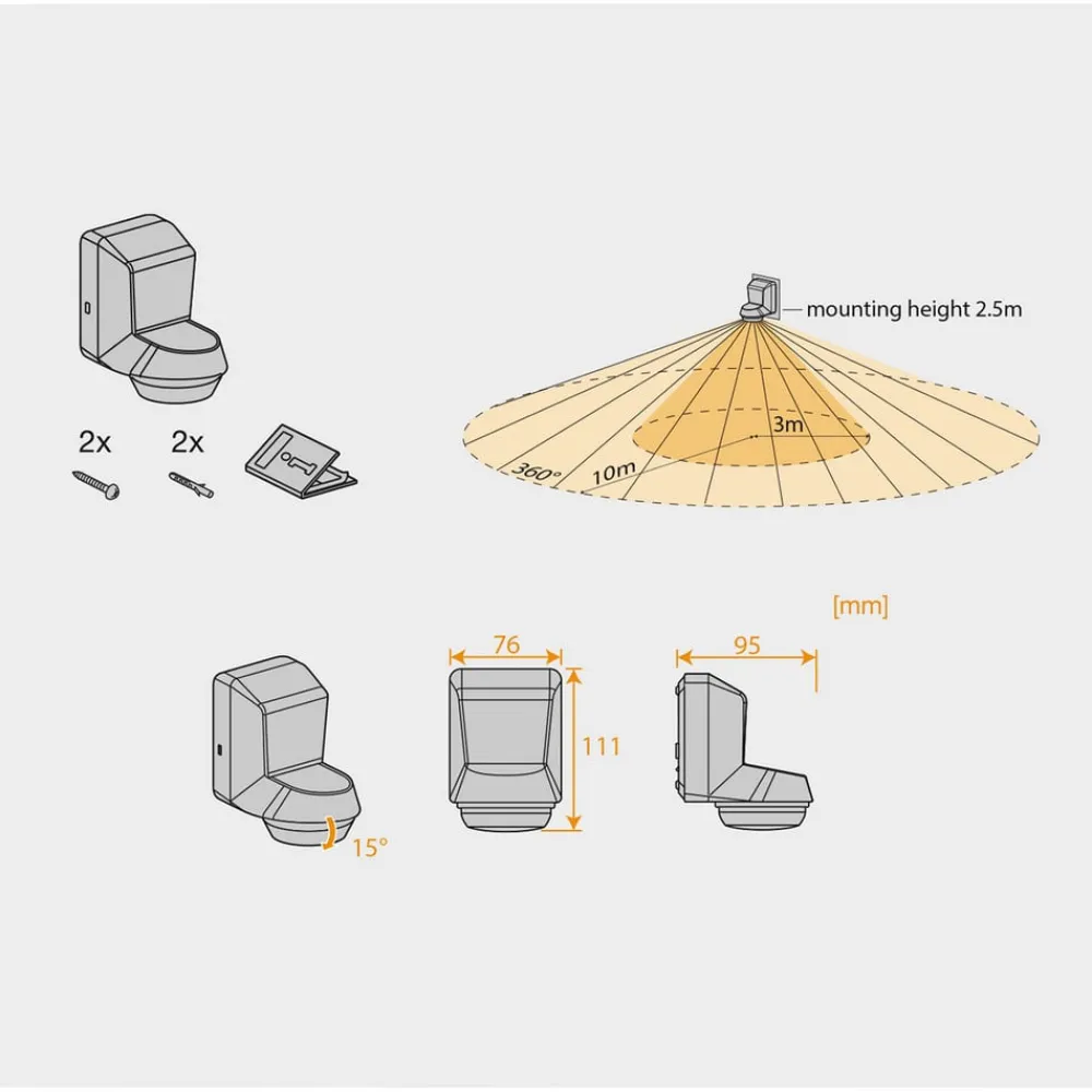 LEDVANCE Sensor > Sensor Wall 360DEG IP55, mørkegrå