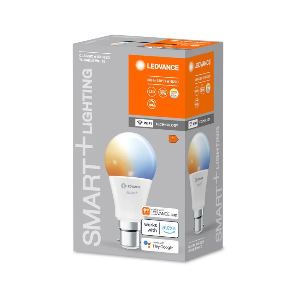 Dæmpbar Led-Pære|Smarte Lyskilder ^ LEDVANCE SMART+ WiFi B22d 9W Classic 2,700-6,500K