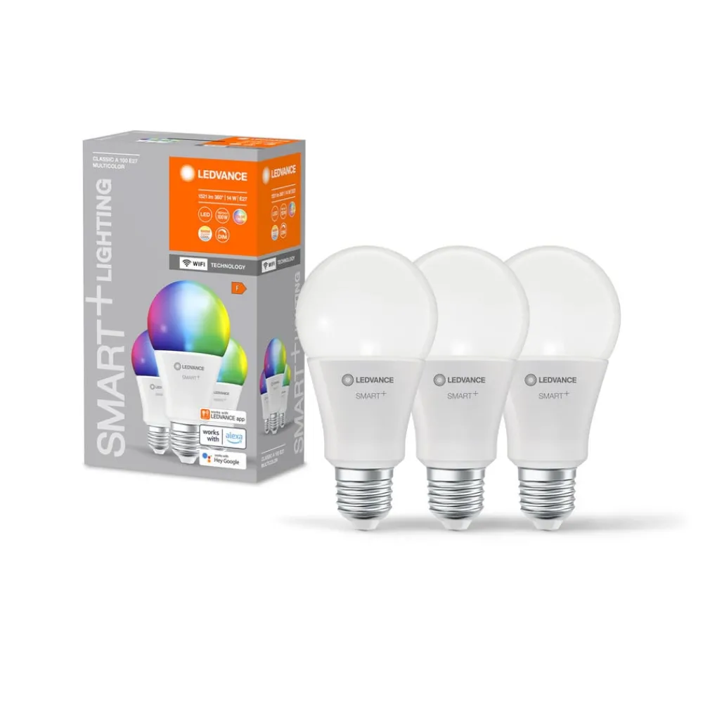 LEDVANCE SMART+ Dæmpbar Led-Pære|Smarte Lyskilder > WiFi E27 14W Classic RGBW sæt med 3 stk