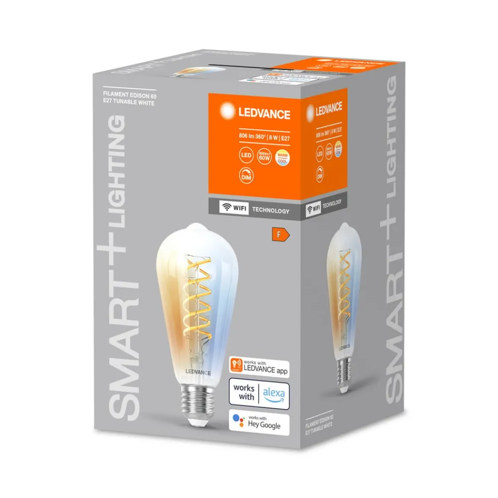 LEDVANCE SMART+ Dæmpbar Led-Pære|Filament Pære > WiFi E27 8W Edison klar 827-865