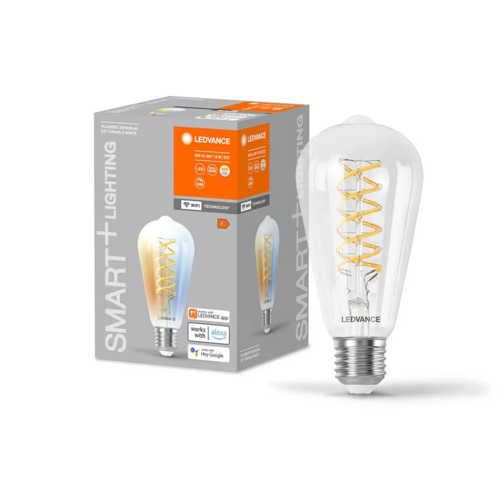 LEDVANCE SMART+ Dæmpbar Led-Pære|Filament Pære > WiFi E27 8W Edison klar 827-865